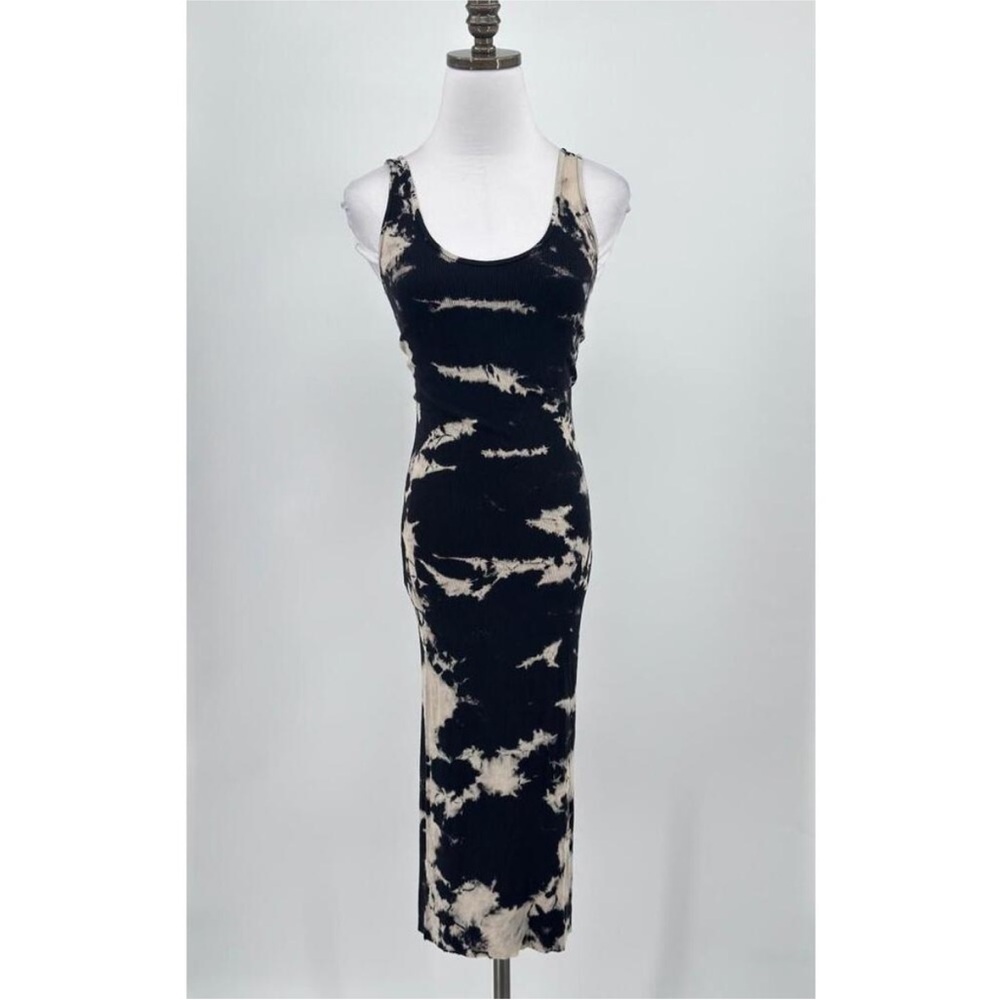 Enza Costa Black and White Tie-Dye midi dress